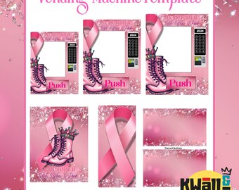 Breast Cancer Pink October Vending Machine Gift Box Template, Custom Gift Box, Foam Board Box, Canvas Link, PDF Link