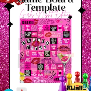 Canva Editable Game Board Template, Girls Night Template, Game Night, PDF File ONLY, Digital File Only, Burned & Tipsy Game Night