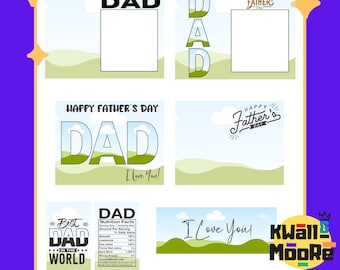 Editable Father's Day Memory Lane 11x8.5 Template, Gift Box, Custom Gift Box, Foam Board Box, Canvas Link, PDF Link, Digital Files ONLY