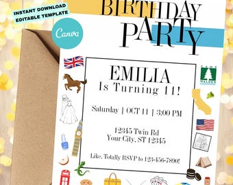 The Parent Trap 1998 Birthday Theme Invite | Editable Canva Template | Instant Download