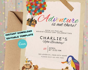 Up Theme Invite | Editable Canva Template | Instant Download