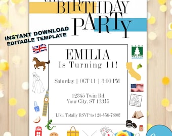 The Parent Trap 1998 Birthday Theme Invite | Editable Canva Template | Instant Download