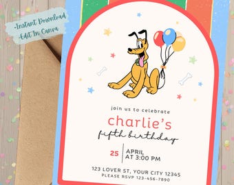 Pluto Birthday Invite | Editable Canva Template | Instant Download