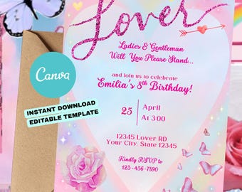 Taylor Swift Lover Birthday Invite | Editable Canva Template | Instant Download