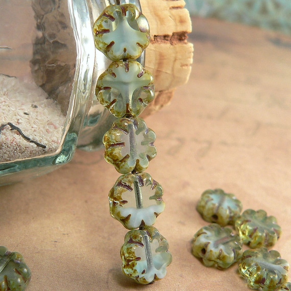 25 beads Turquoise Mix Picasso Czech Glass Flower Beads 9mm