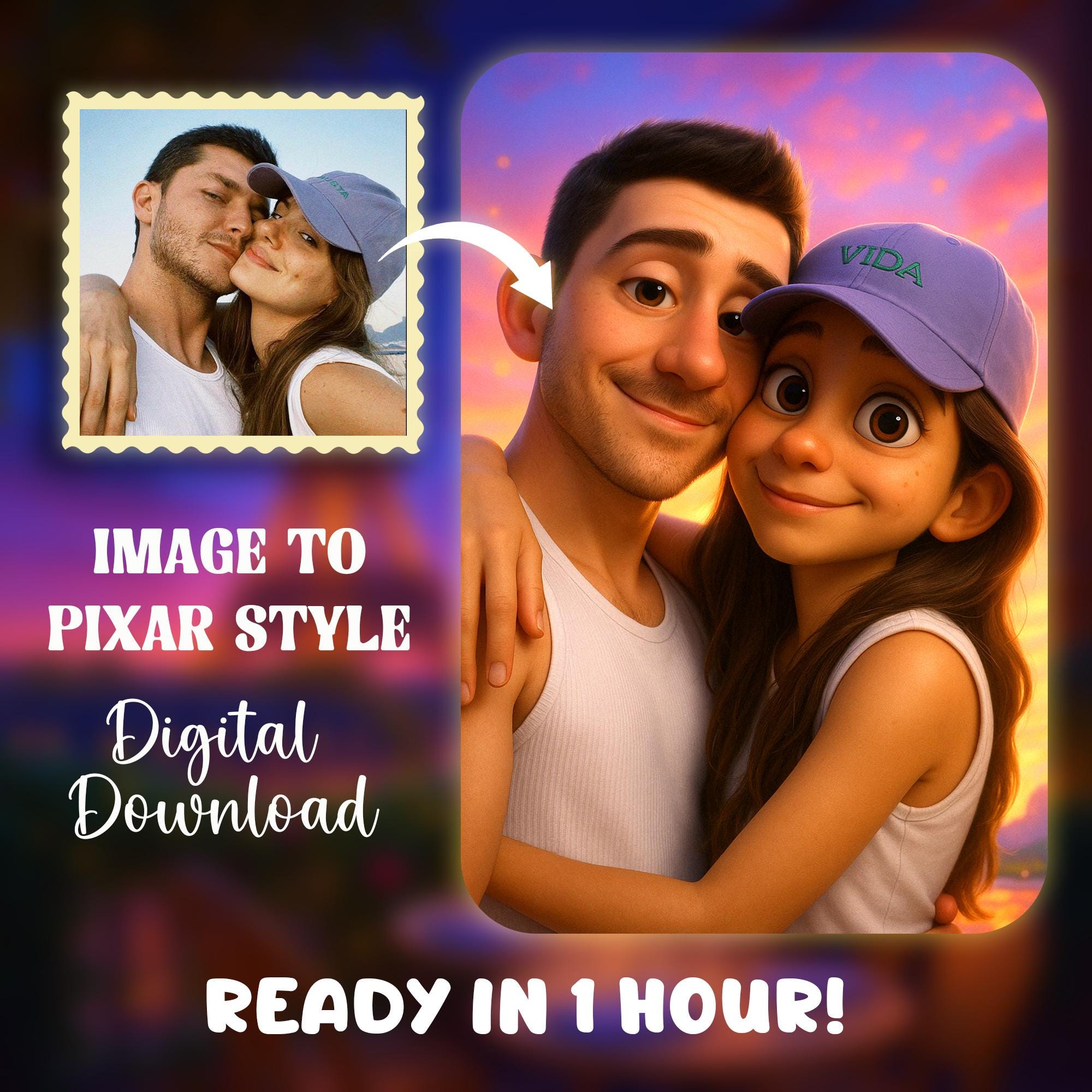 Custom Cartoon Pixar Style Portrait, Pixar Style Portrait From Photo ...
