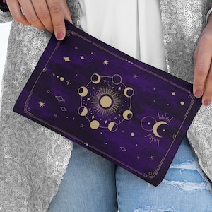Tarot Tasche mit Reißverschluss - Celestial Deck Halter & Schutzbeutel - Perfektes Tarotkarten Accessoire für Alle Leser