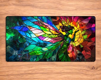 Stained Glass Fairy Tarot Mat, Altar Cloth (No Guides)