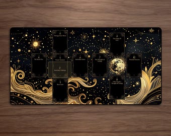 Celestial Tarot Mat: Starry Night Altar Cloth, Celtic Cross Spread