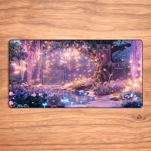 Magical Forest Tarot Mat, Fine Quality Altar Mat, Celtic Cross Layout with Card Placement Guides
