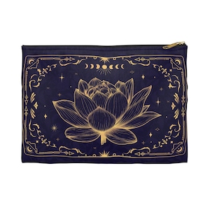 Bolsa de Tarô Celestial Lotus com Zíper - Suporte para Baralho de Tarô - Acessório Protetor de Tarô - Bolsa de Tarô Celestial Lotus - Bolsa para Cartas de Tarô