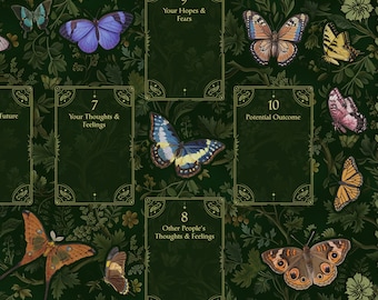 Butterfly Forest Tarot Mat: Celtic Cross Spread Altar Cloth