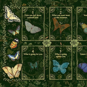 Schmetterling Tarot-Matte - Altar-Matte mit 6 Karten für Lesungen & Aufstriche, perfektes Geschenk für Tarot-Enthusiasten