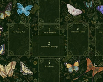 Butterfly Forest Tarot Mat: Celtic Cross Spread, Nature-Inspired Design