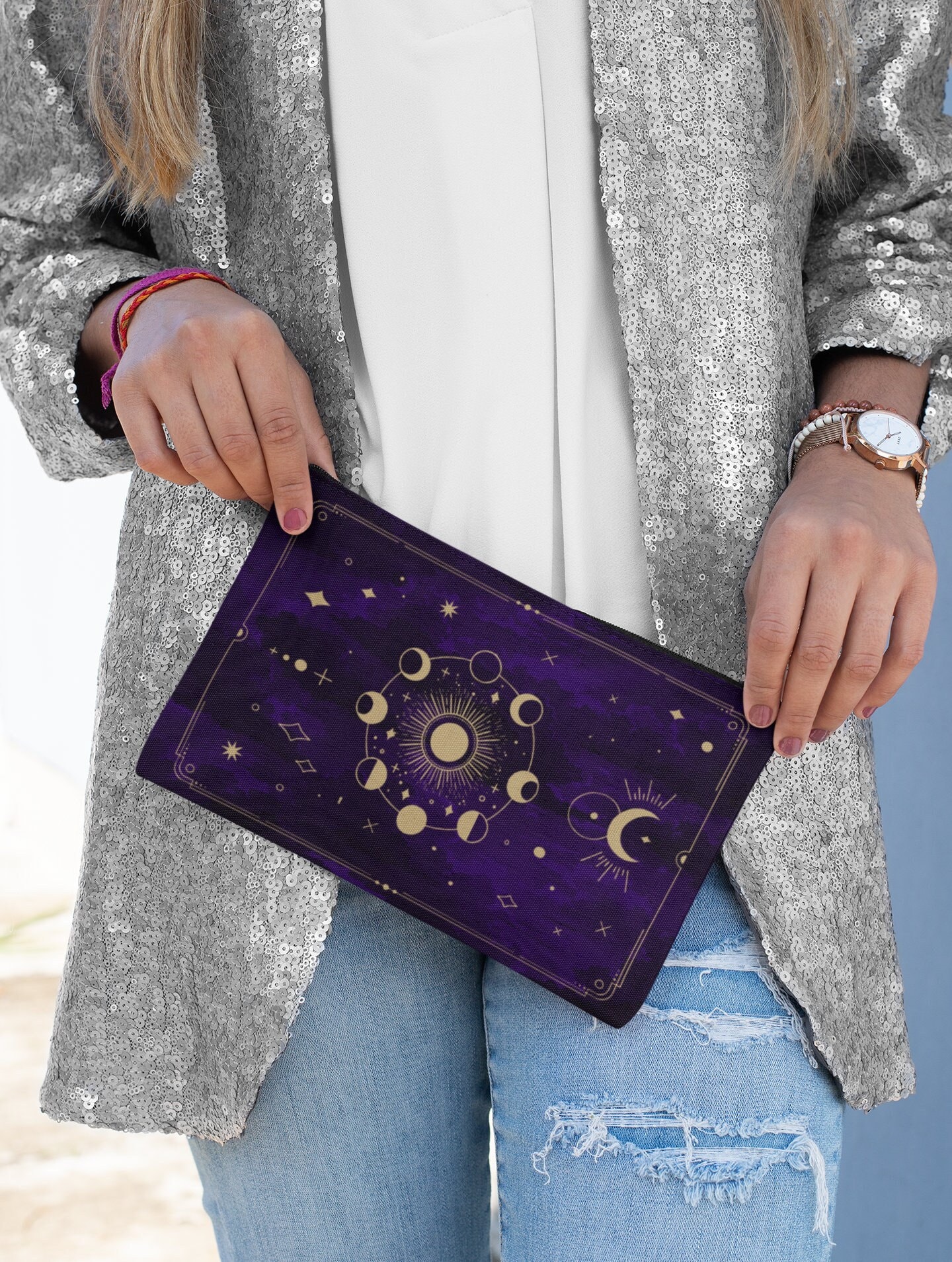 Celestial Tarot Card Bag with Zipper: Protective Deck Pouch