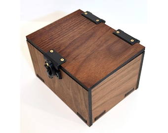 Handmade Walnut Wood Box with Clasp: Keepsakes, Recipes or Card Storage