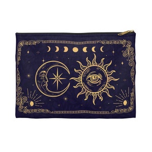Sun and Moon Tarot Bag: Celestial Card Deck Holder with Zipper