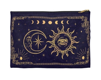 Sun and Moon Tarot Bag: Celestial Card Deck Holder with Zipper