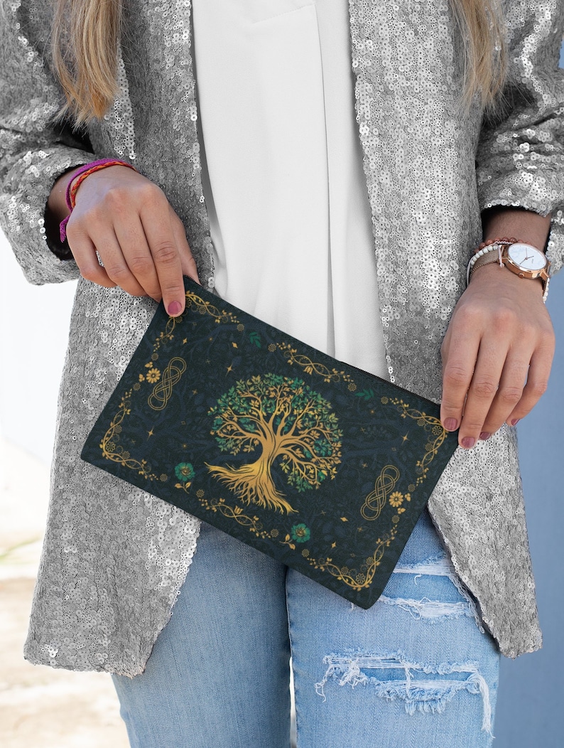 Tree of Life Tarot Bag: Zippered Protective Tarot Deck Pouch image 1
