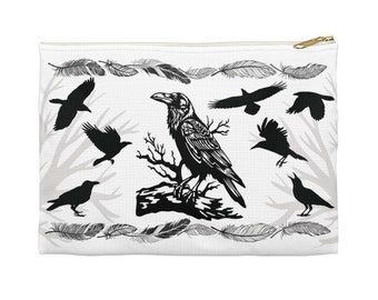 Crow Tarot Bag with Zipper: Raven Deck Pouch