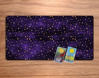 Celestial Tarot Mat: Gold Starry Night Altar Cloth (31.5")