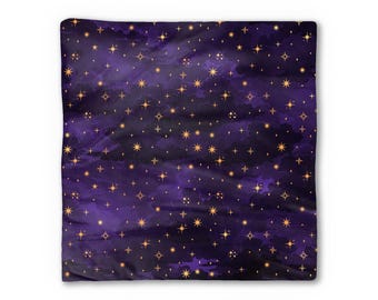 Celestial Tarot Cloth: Purple & Gold Starry Night Cotton