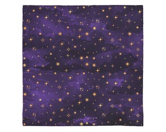 Celestial Tarot Cloth: Purple & Gold Starry Night Fabric