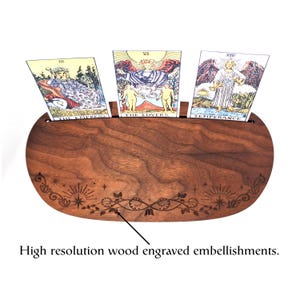 Walnut Tarot Card Stand: Celestial Altar Table, Divination Card Holder