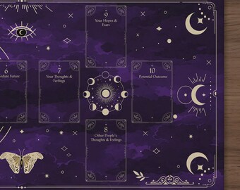 Celestial Tarot Spread Mat: Celtic Cross Altar Cloth - 31.5x15.5 in