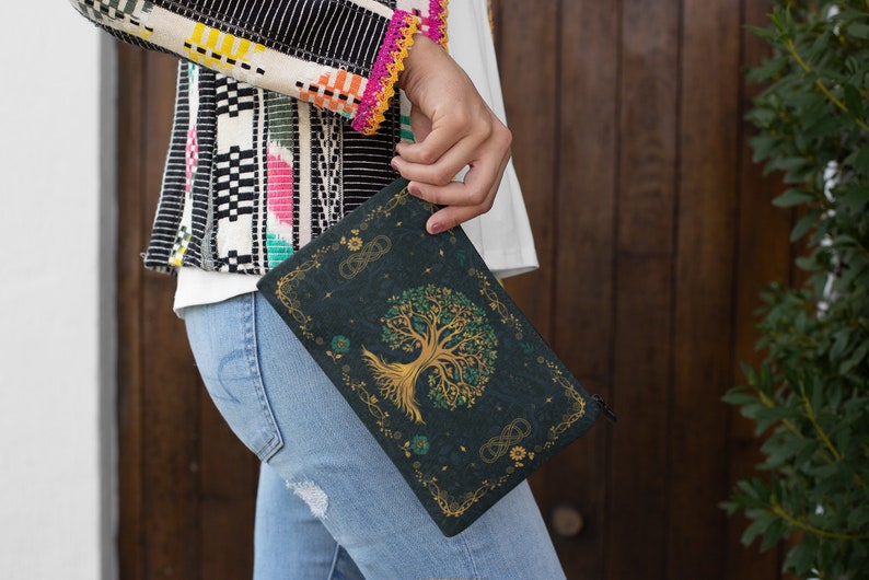 Tree of Life Tarot Bag: Zippered Protective Tarot Deck Pouch image 2