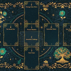 Tapis de tarot - tapis d'autel arbre de vie de qualité supérieure, or et bleu sarcelle pour propagation de la croix celtique, pratique spirituelle, cadeaux uniques pour les amateurs de tarot