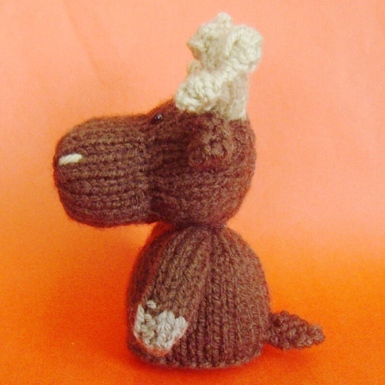 Moose Toy Knitting Pattern PDF Toy, Egg Cozy & Finger Puppet instructions included image 2