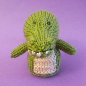 Crocodile Toy Knitting Pattern (PDF) Toy, Egg Cozy & Finger Puppet instructions included