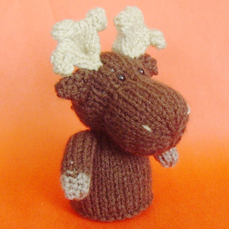 Moose Toy Knitting Pattern PDF Toy, Egg Cozy & Finger Puppet instructions included image 4