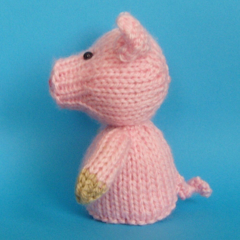 Pig Toy Knitting Pattern PDF Legs, Egg Cozy & Finger Puppet