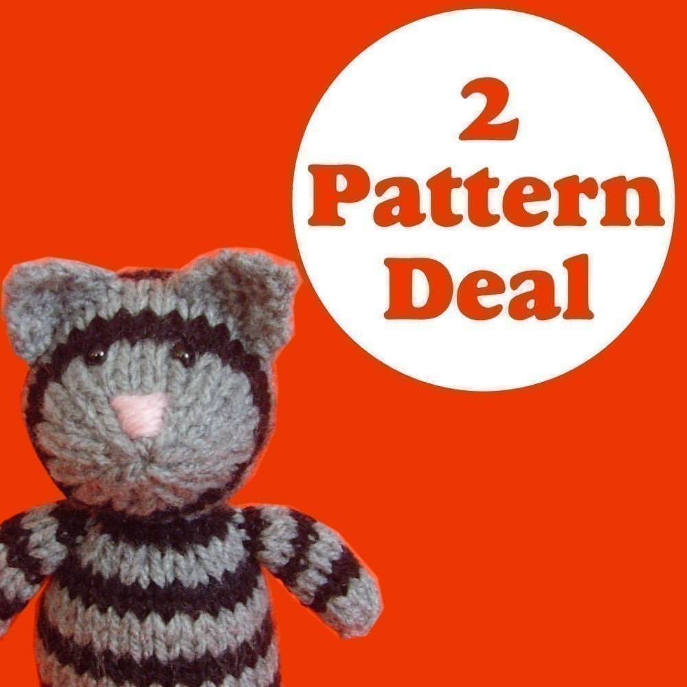 KNITTING PATTERN DEAL - 2 Animal Toy Patterns - you choose (pdf)