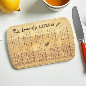Frühstücksbrett 1x1, 1x1 Brettchen, Schulanfang Geschenk, Schulkind , Einmaleins, Frühstücksbrett, Kinderbrettchen graviert, Personalisiert