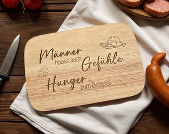 Frhstcksbrettchen, Schneidebrettchen mit Spruch, Brotbrett, Brettchen aus  Holz Gummibaum 23x15x1 cm mit Lasergravur, Geschenk
