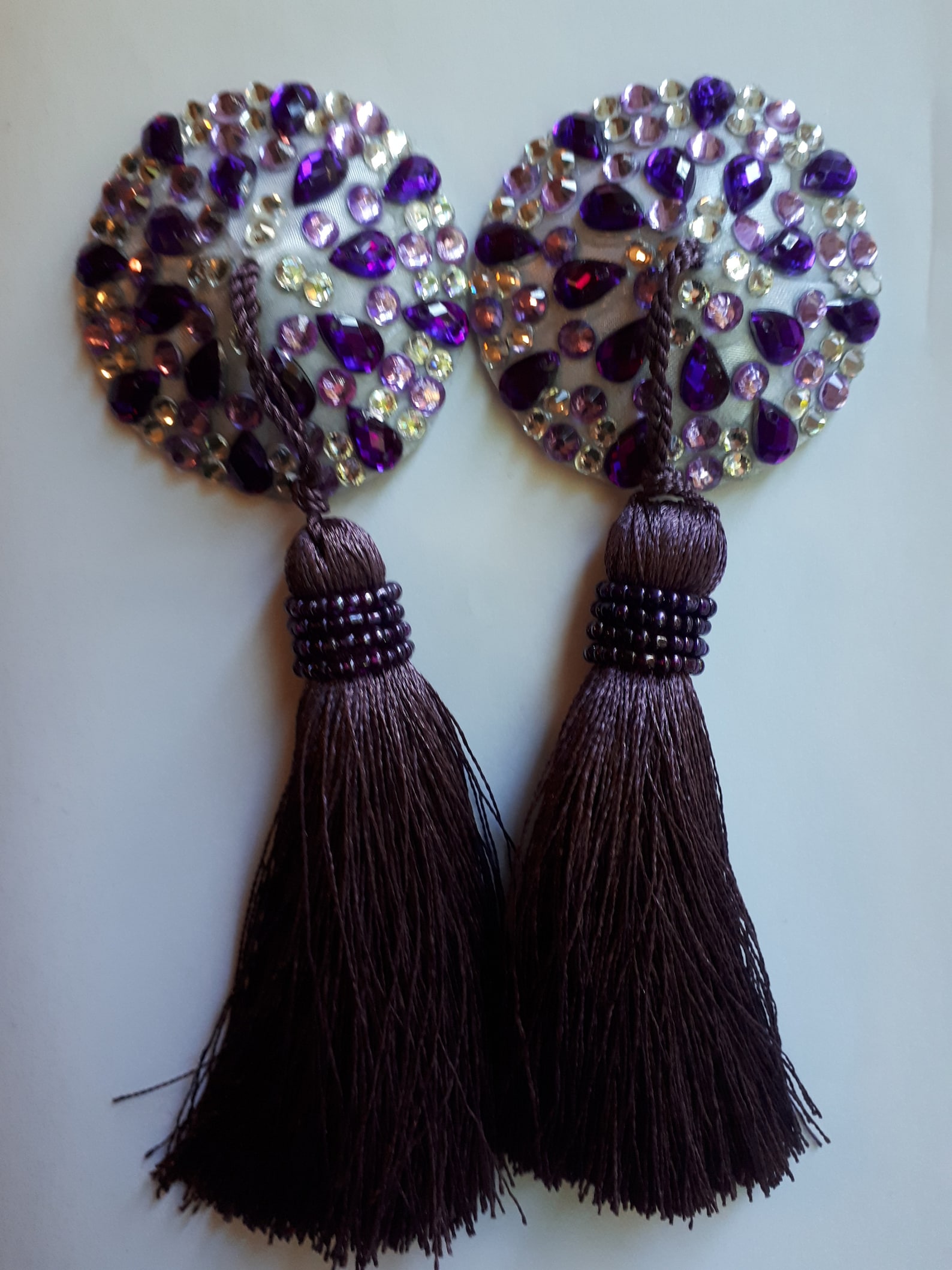 Purple & Clear Crystal Burlesque Twirling Nipple Tassels - Etsy