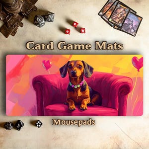Tapis de jeu MTG mignon | Thème chiot, teckel | tapis de souris | Cadeaux douillets pour gamer girl
