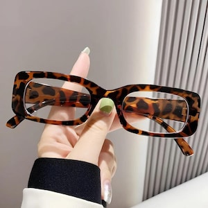 Retro Leopard Frame Clear Lens Glasses - UV400