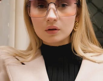 Gafas de sol cuadradas extragrandes con degradado / Gafas de sol de lujo / Gafas unisex modernas / Gafas retro modernas