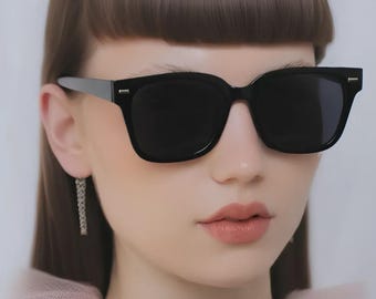 Gafas de sol cuadradas negras clásicas / Gafas de sol retro unisex / Gafas de sol minimalistas / Estilo urbano atemporal