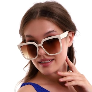 Oversized Square Sunglasses: 1990s Retro Cream Frame
