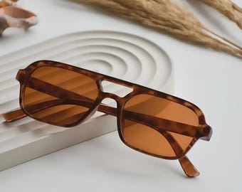 Retro Leopard Sonnenbrillen: Braune Linse Statement Brille