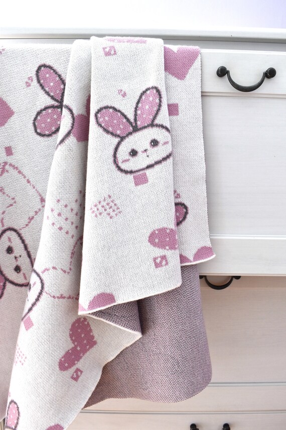 Rabbit Design Baby Blanket pram Blanket baby Shower Gift todler Trow Blanket knitted Baby Blanket blanket newborn Blanket Etsy Ireland