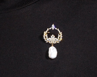 Large Freshwater Pearl Brooches For Women·Elegant Pearl Sweater Brooch·Handmade Statement·Pearl Bouquet Brooch·Luxury Wedding Brooch