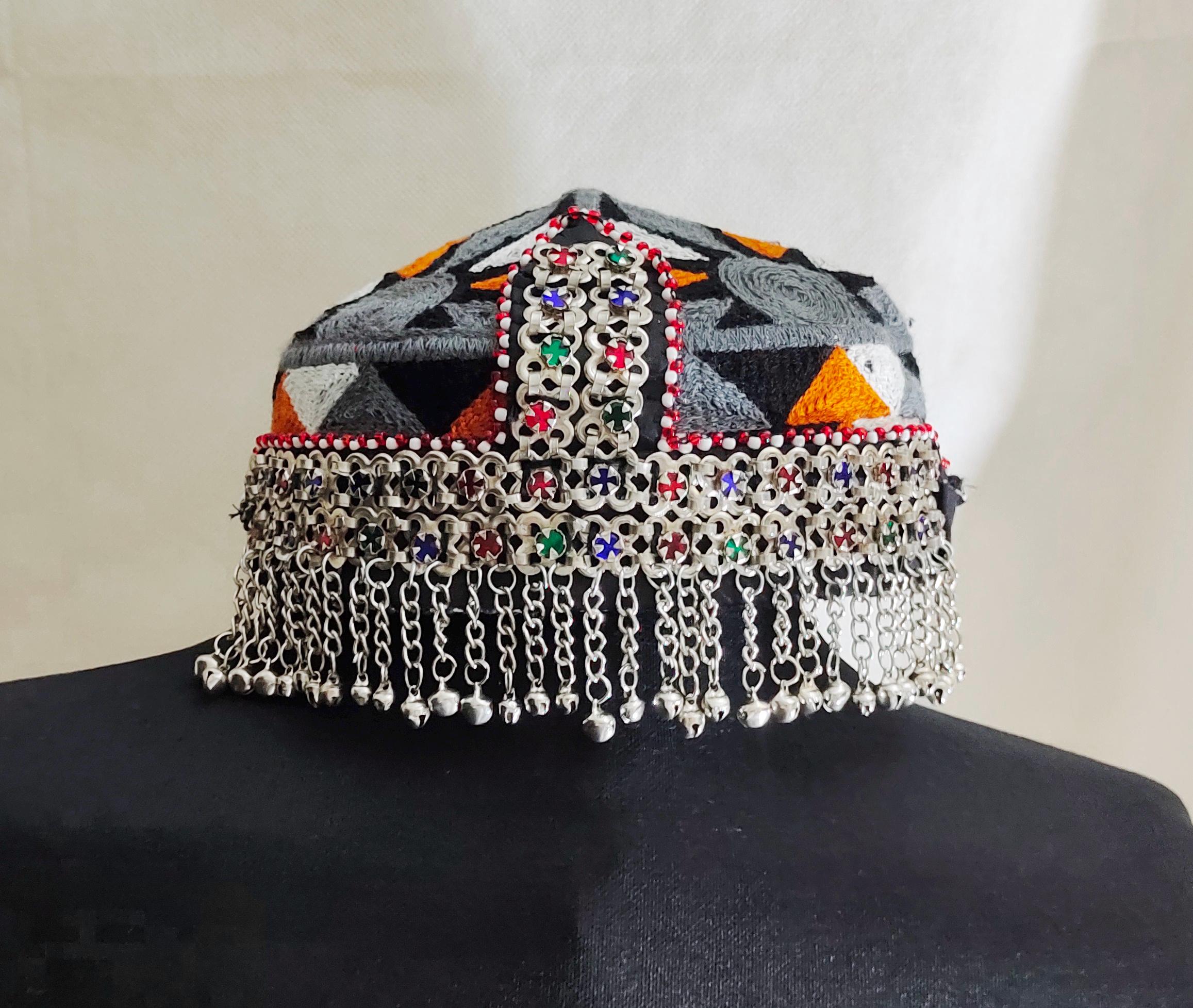 Buy Halima Sultan Afghan Cap: Mathapatti Headpiece, Red Haleema