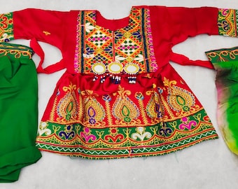 Handmade Afghan Kuchi Dress: Embroidered Eid Outfit (10-12 Months)