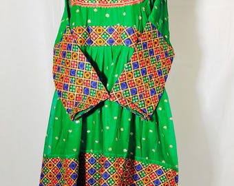 Handmade Afghan Kochi Dress: Traditional Embroidered Frock with Dupatta